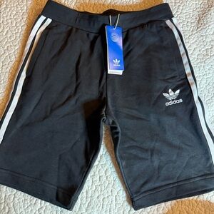 Adidas boys cotton 3 stripe short black and white NEW NWT